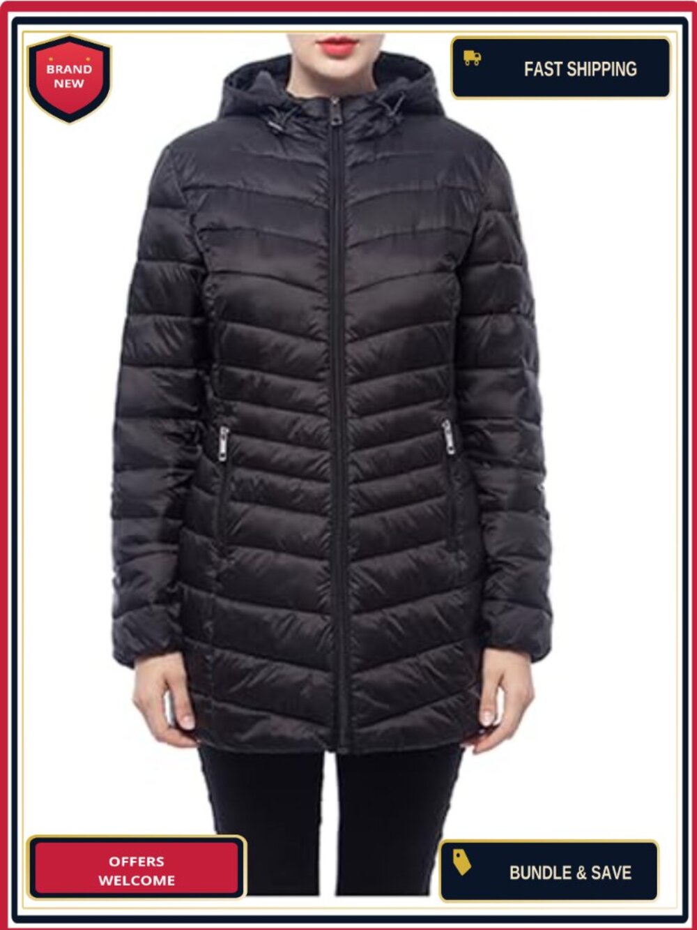 Puffer Jacket Long Winter Down Parka Hooded Packable Quilted Insulated